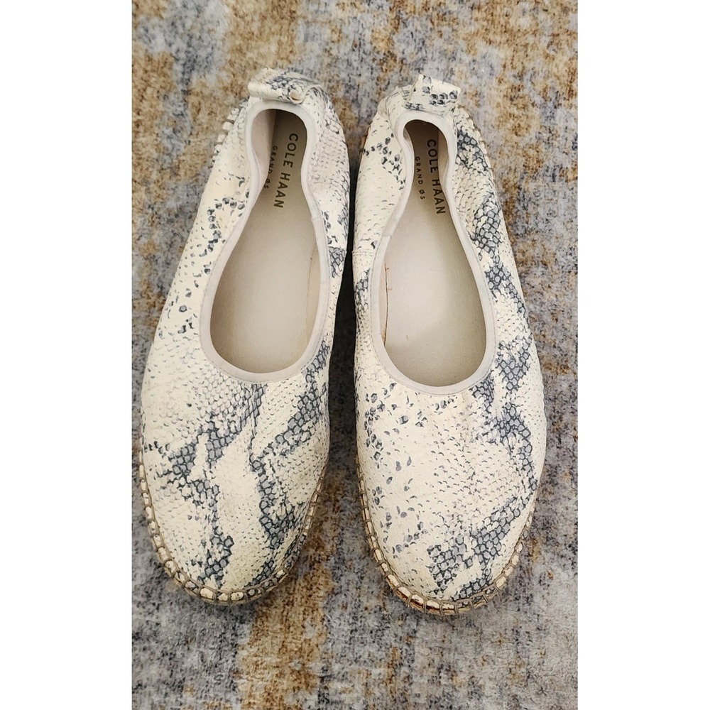Cole Haan Women's Grand.Os Cloudfeel Espadrille Ivory Grey Snakeskin Size 9.5 B